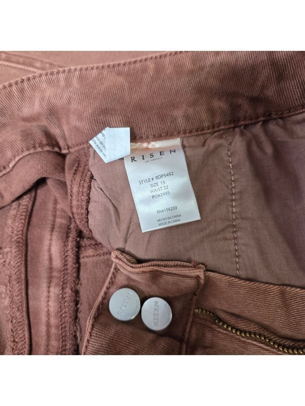 Risen Coffee Brown High Rise Cargo Straight Leg Utility Jeans Size 15 NWT - Picture 9 of 13